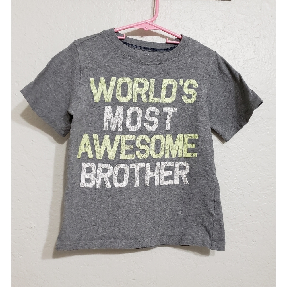 "Carter's" World's Most Awesome Brother Short Sleeve Shirt. Size 6. 100% Cotton.